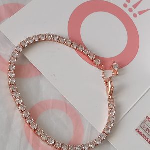 Pulsera tipo tenis circonitas color Rosa