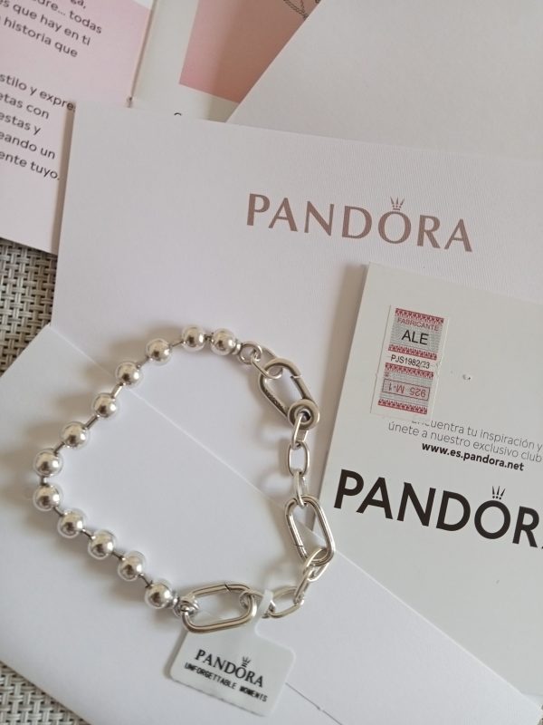 Pulsera eslabones y cuentas metálicas