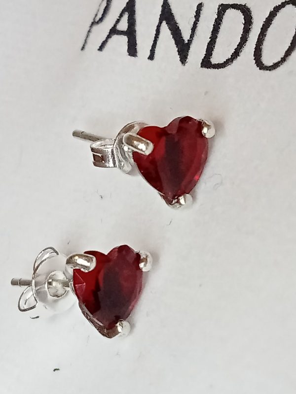 Pendientes corazón rojo Pandora