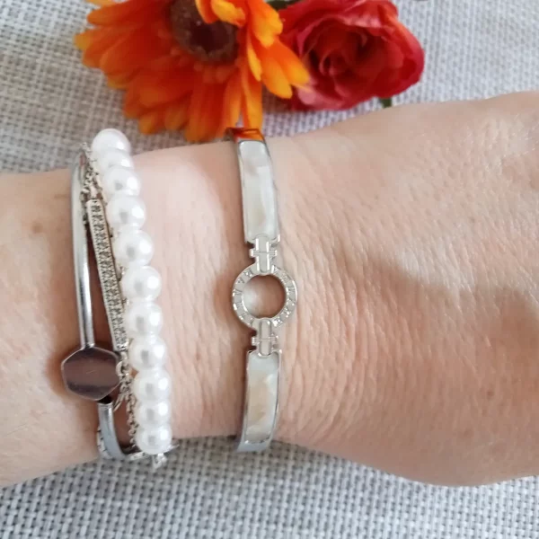 Brazalete en acero inoxidable nacarado - Imagen 4