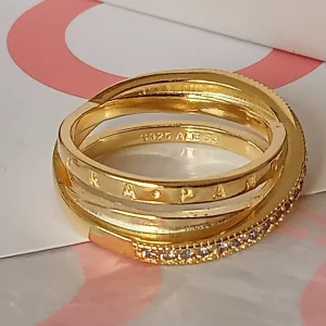 Anillo Pandora Pavé cruzado triple banda..