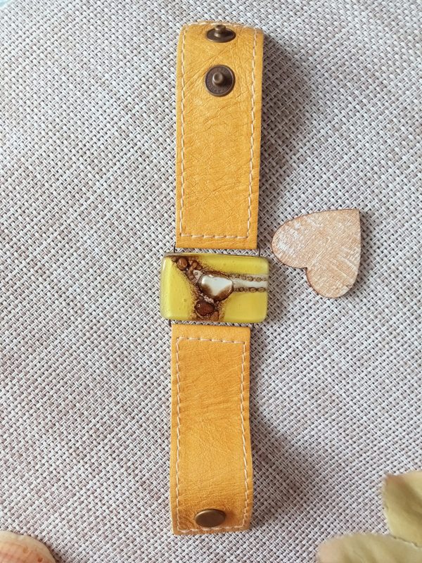 Brazalete de cristal reciclado y piél - Imagen 4