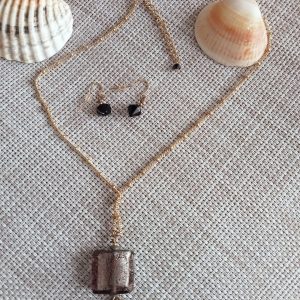 Conjunto cristal de Murano en negro