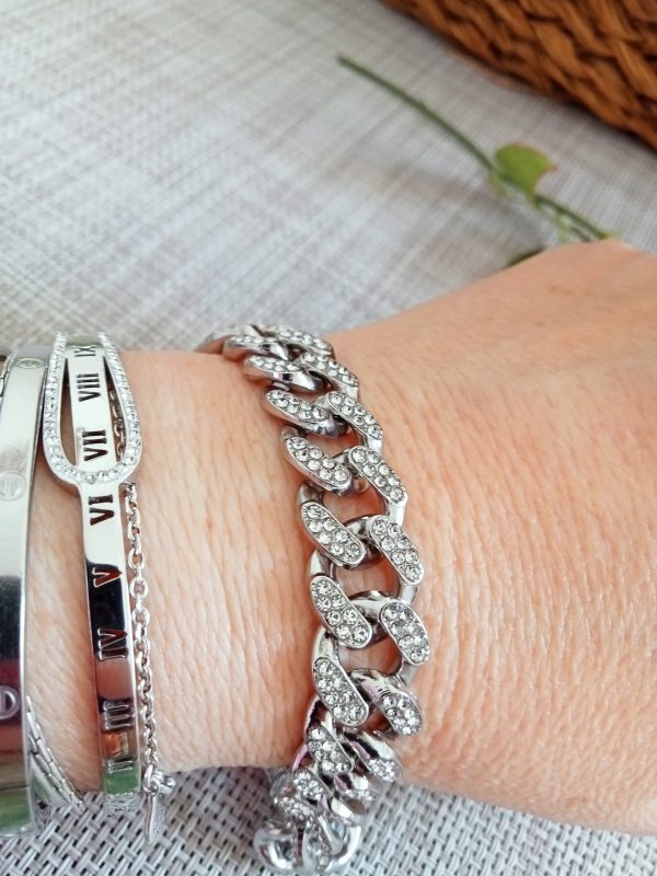 Brazalete estilo cubano plateado - Imagen 3