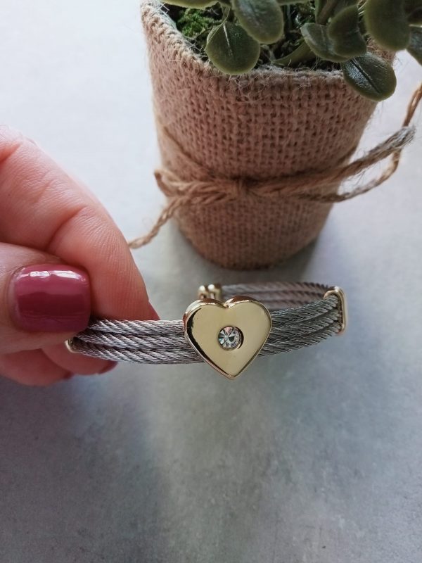 Brazalete media caña con corazón dorado - Imagen 3