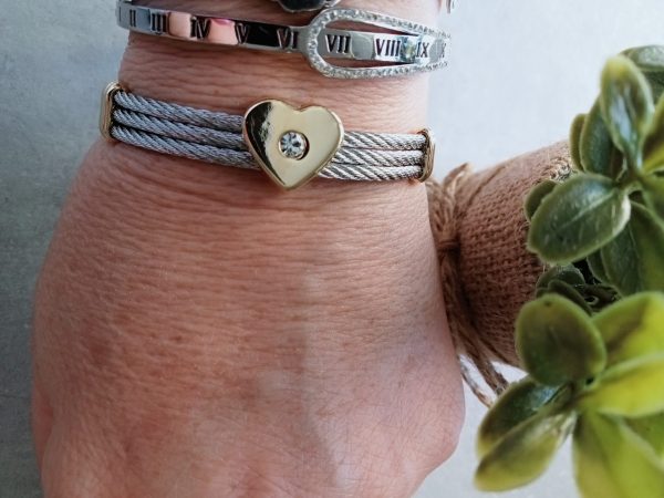 Brazalete media caña con corazón dorado - Imagen 4