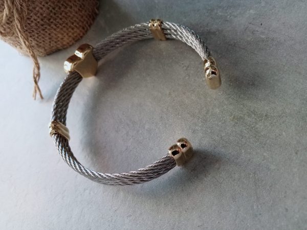 Brazalete media caña con corazón dorado - Imagen 5