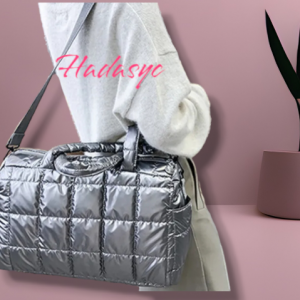 Bolso gris metalizado acolchado