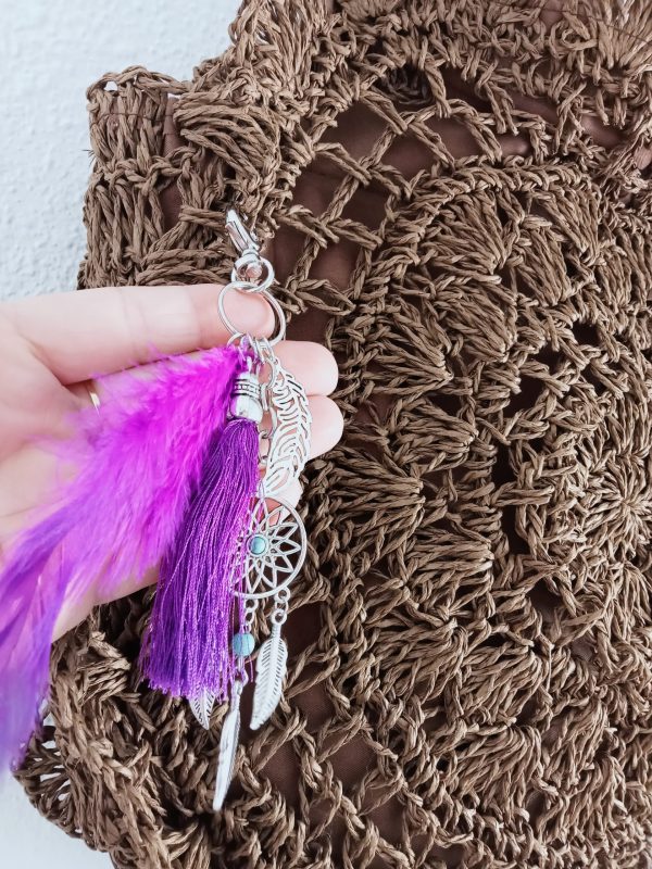 Bolso Rafia en marrón con abalorios. - Imagen 3