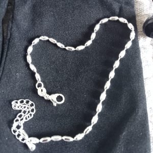 Tobillera en plata grano arroz