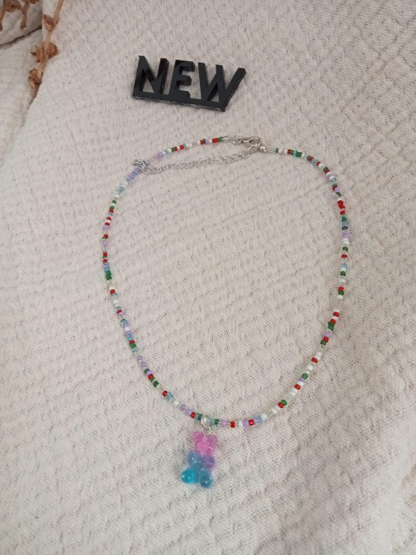 Collar Osito gominola en rosa y azul