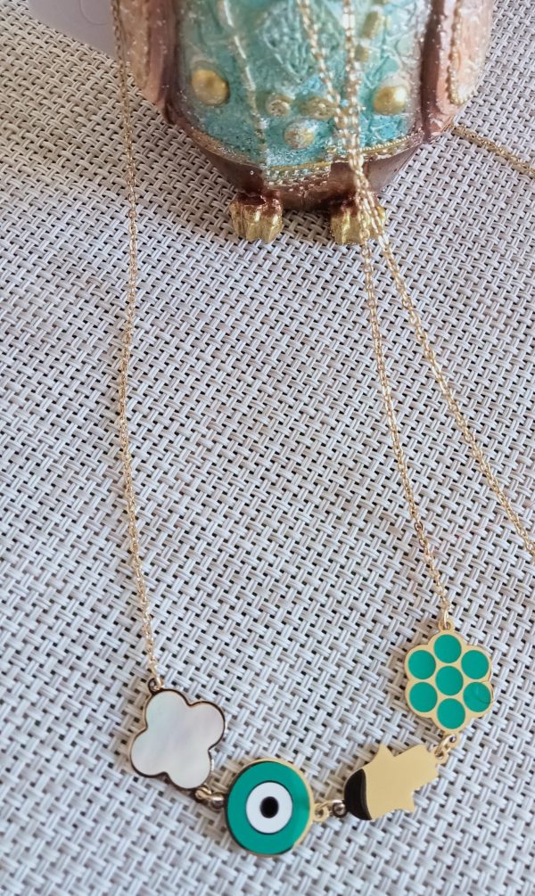 Collar dorado de la suerte Hoja blanca - Imagen 3