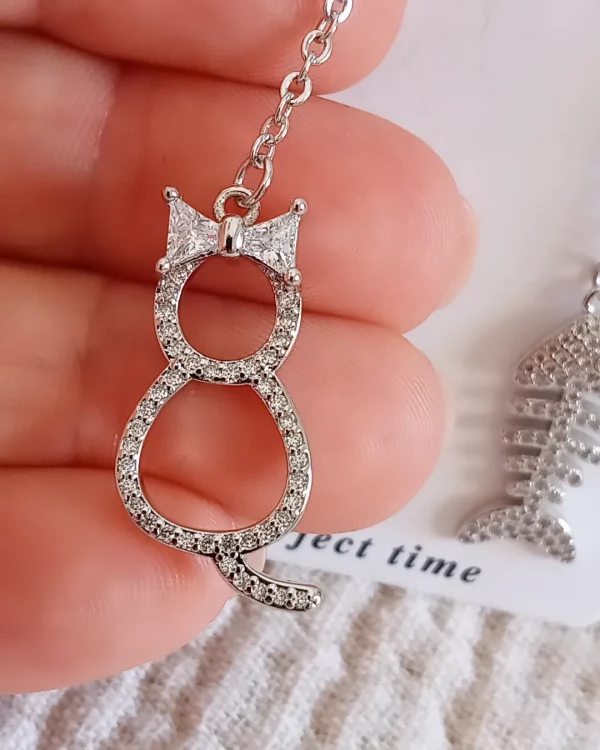 Pendientes largos gatita y pez - Imagen 3
