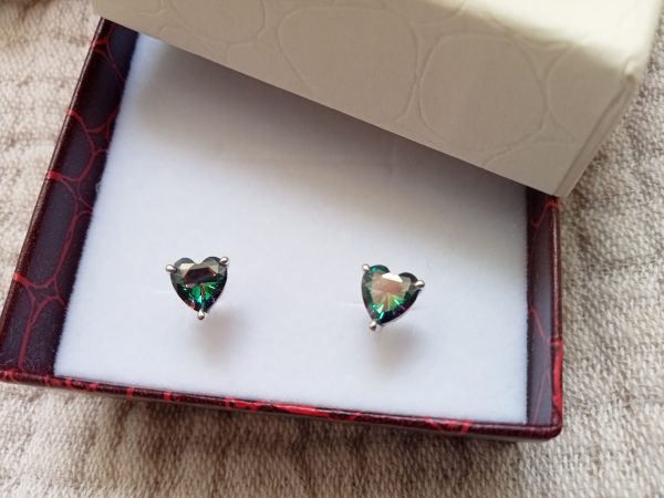 Pendientes botón corazón Topacio