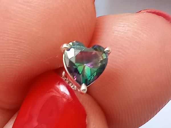 Pendientes botón corazón Topacio - Imagen 4