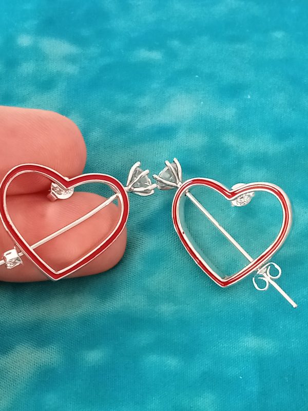 Pendientes corazón doble de plata - Imagen 3