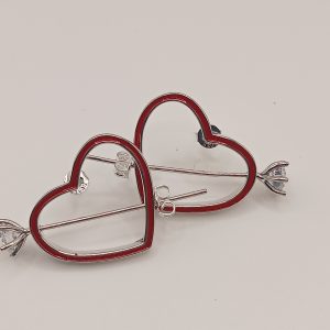 Pendientes corazón doble de plata