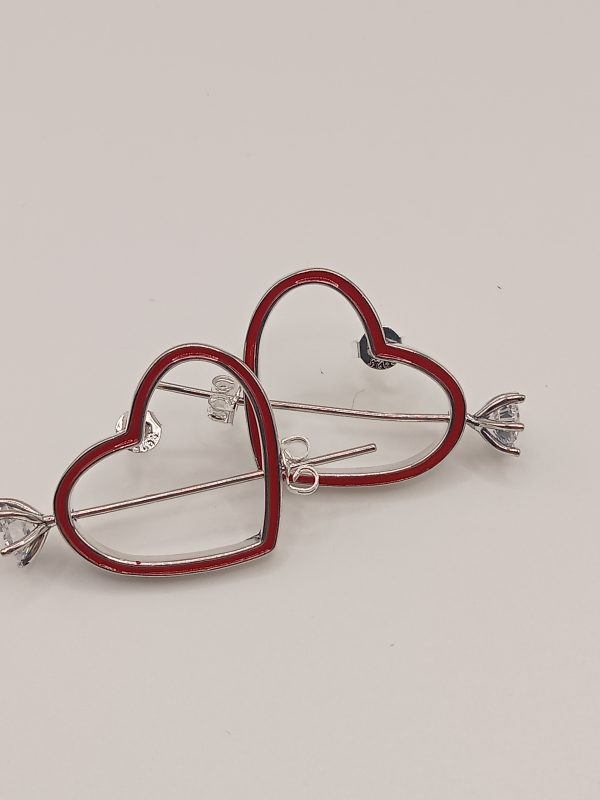 Pendientes corazón doble de plata