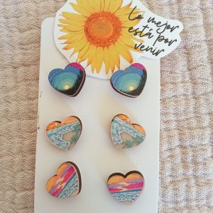 Pendientes corazones de madera