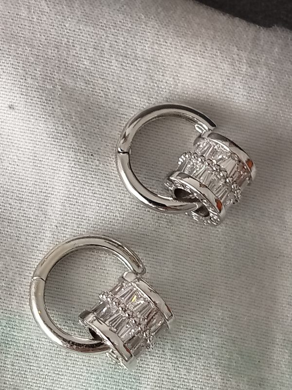 Pendientes diseño de lujo Plateado - Imagen 3