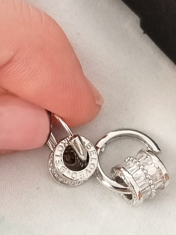 Pendientes diseño de lujo Plateado - Imagen 4