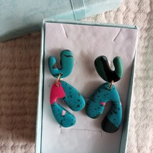 Pendientes originales Turquesa y fucsia