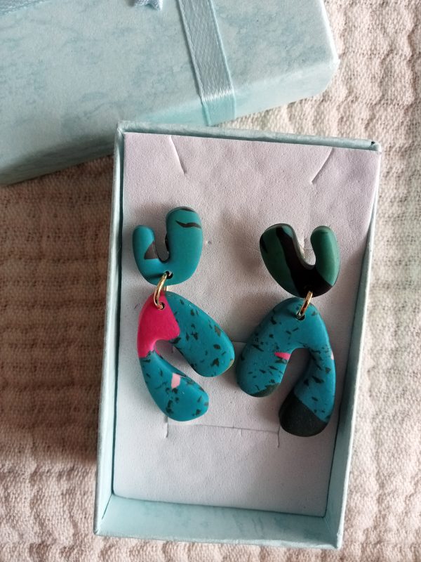 Pendientes originales Turquesa y fucsia