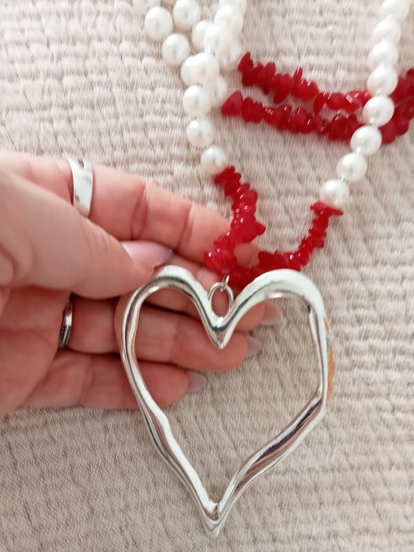 Collar de perlas y corazón - Imagen 2