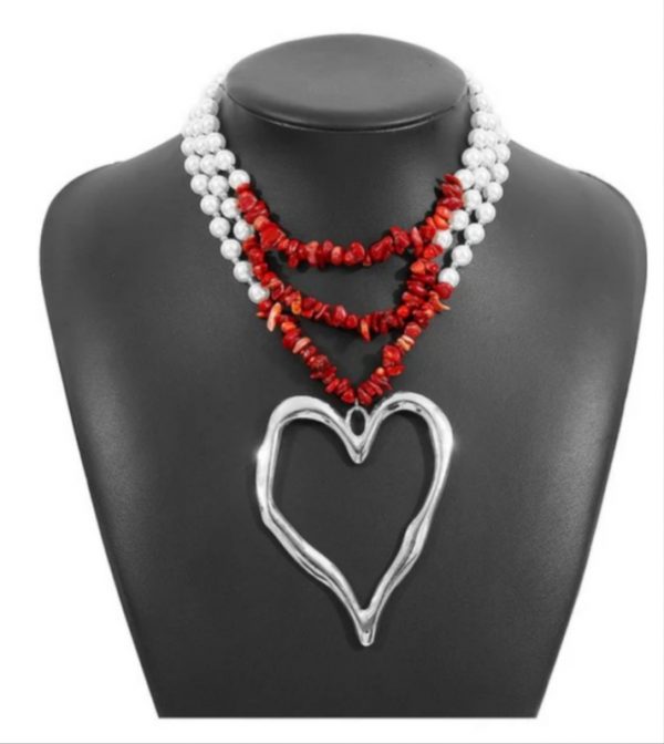 Collar de perlas y corazón - Imagen 3
