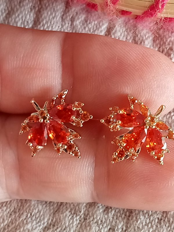 Pendientes hojas otoño naranja - Imagen 2