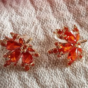 Pendientes hojas otoño naranja