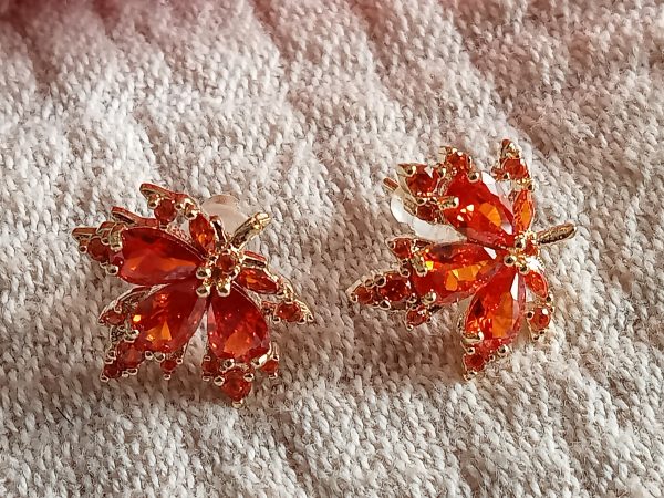 Pendientes hojas otoño naranja