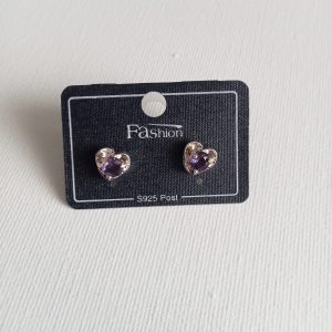 Pendientes de plata corazón Morado