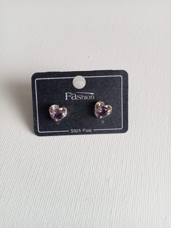 Pendientes de plata corazón Morado
