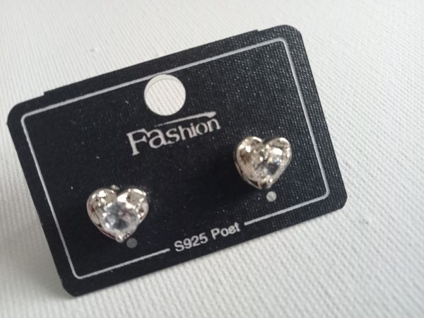 Pendientes botón corazón Blanco