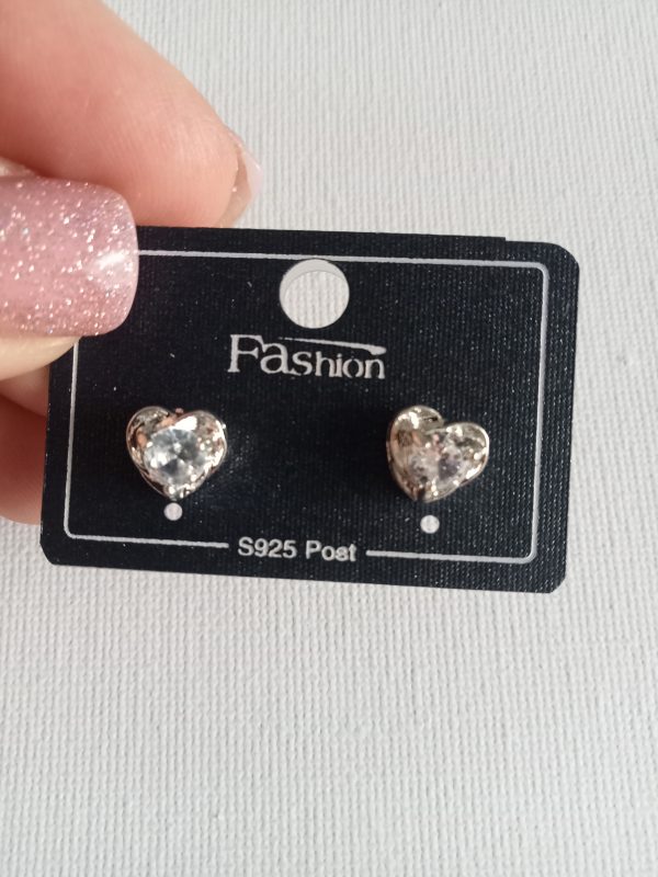 Pendientes botón corazón Blanco - Imagen 2
