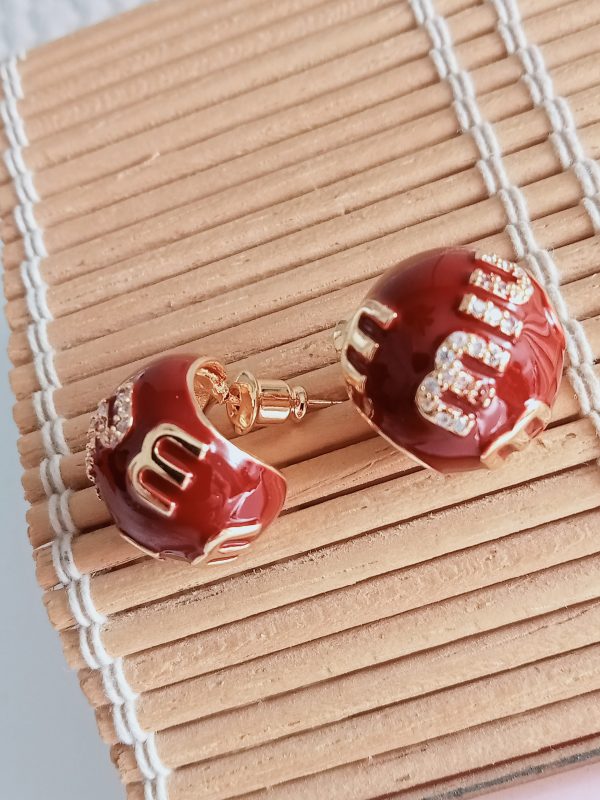 Pendientes diseño de lujo rojo granate