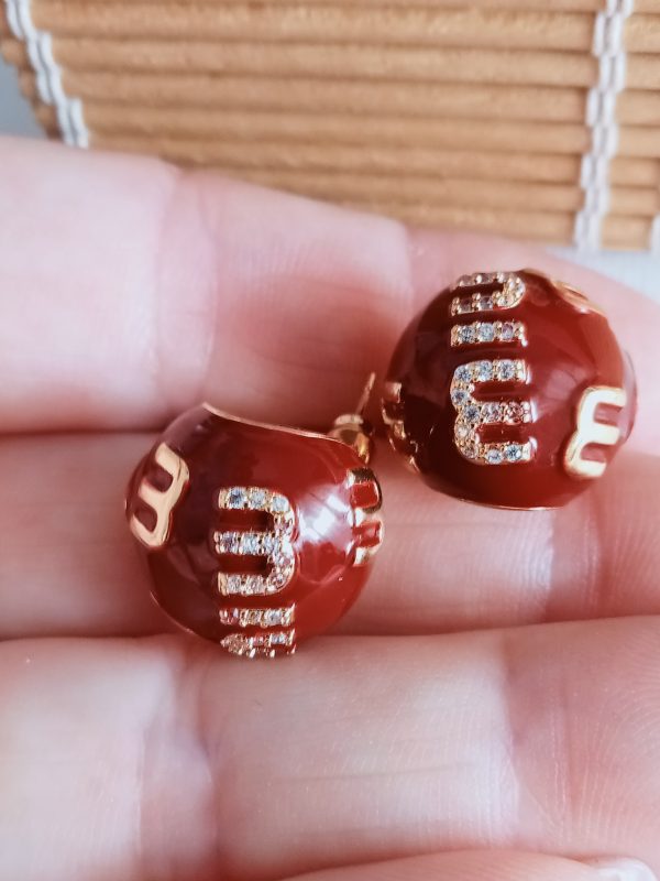 Pendientes diseño de lujo rojo granate - Imagen 3