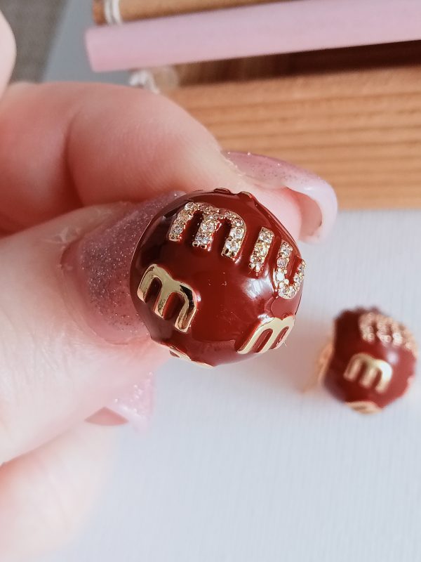 Pendientes diseño de lujo rojo granate - Imagen 2