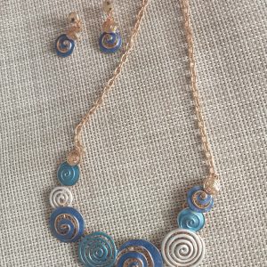 Conjunto pendientes y collar Tonos azules