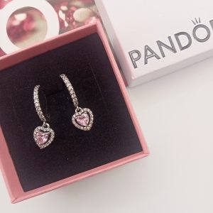Pendientes colgante corazón Halo brillante Pandora