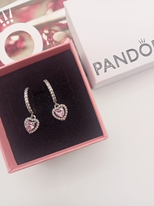 Pendientes colgante corazón Halo brillante Pandora