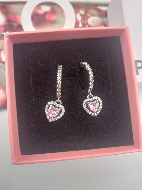 Pendientes colgante corazón Halo brillante Pandora - Imagen 2