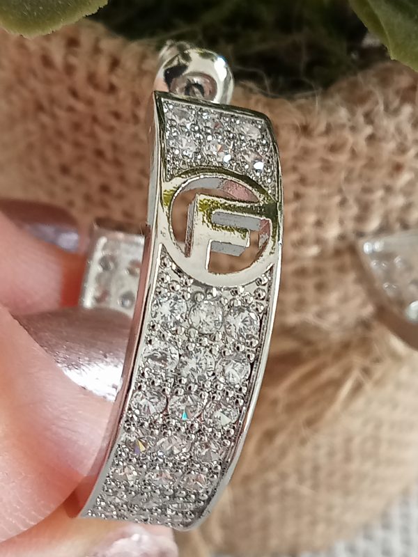 Aros diseño de lujo F en plateado - Imagen 4