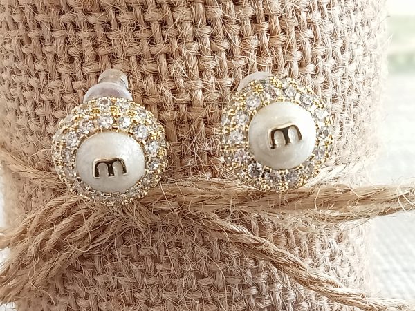 Pendientes botón diseño de lujo M - Imagen 3