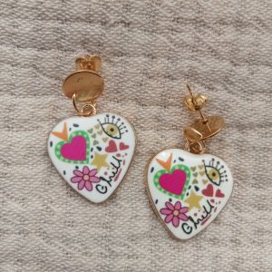 Pendientes corazones boton