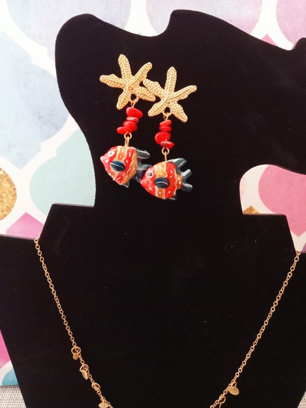 Pendientes estrella y pez rojo - Imagen 2