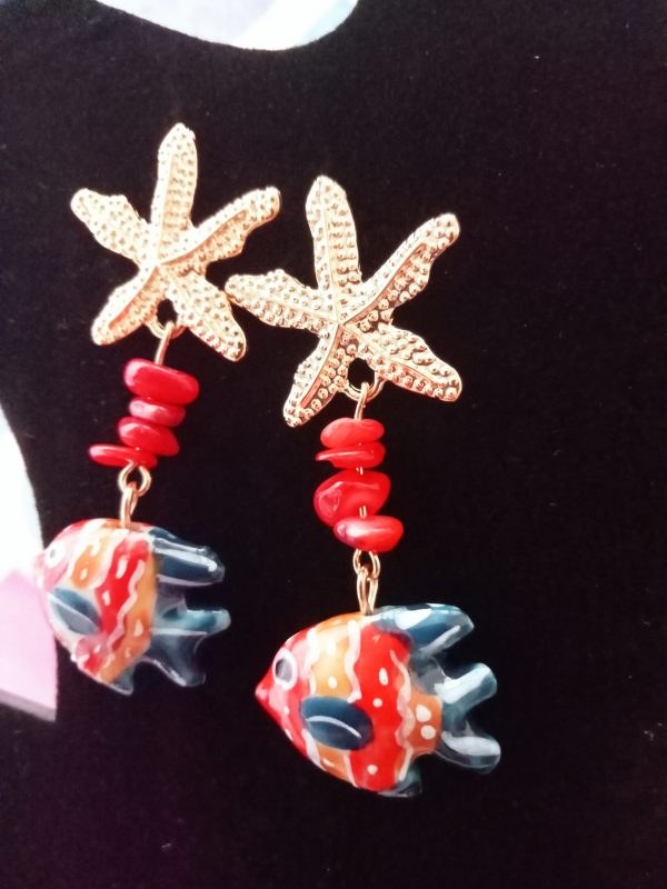 Pendientes estrella y pez rojo - Imagen 3