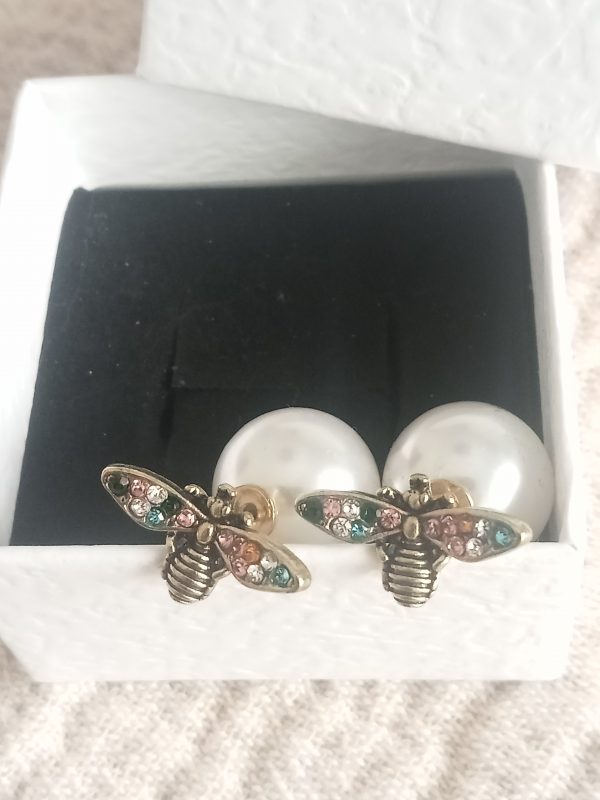 Pendientes abejita de colores y perlas - Imagen 4