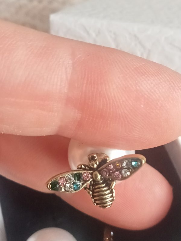 Pendientes abejita de colores y perlas - Imagen 5